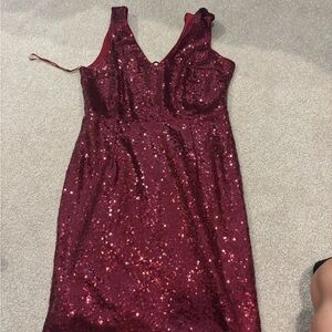 Elegant Burgundy Sequin Dress